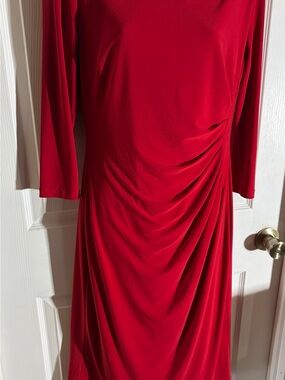 American Living deep Red body slimming ruched lined Dress Size 8